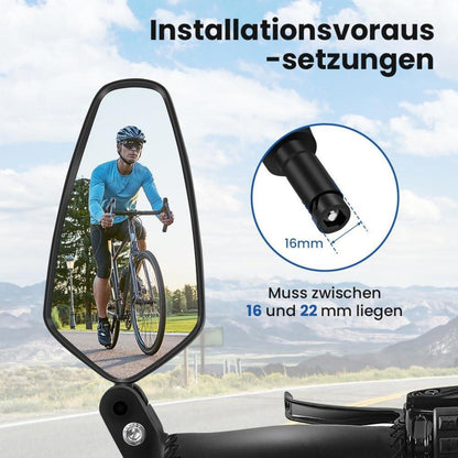 Fahrradspiegel extra groß Spiegelfläche schlagfestes Echtglas klappbar