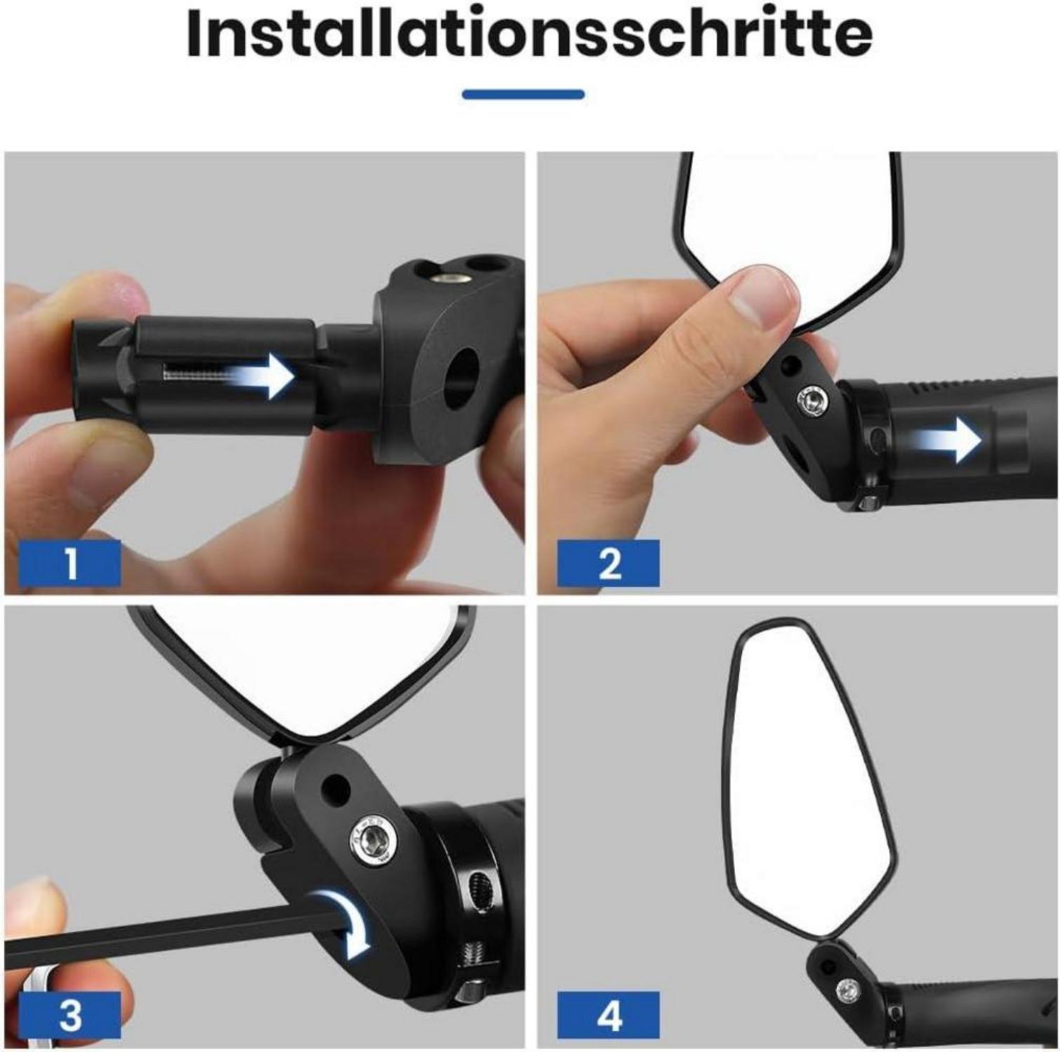 COICER Fahrradspiegel extra große Spiegelfläche für E-Bike | klappbar + universell einsetzbar