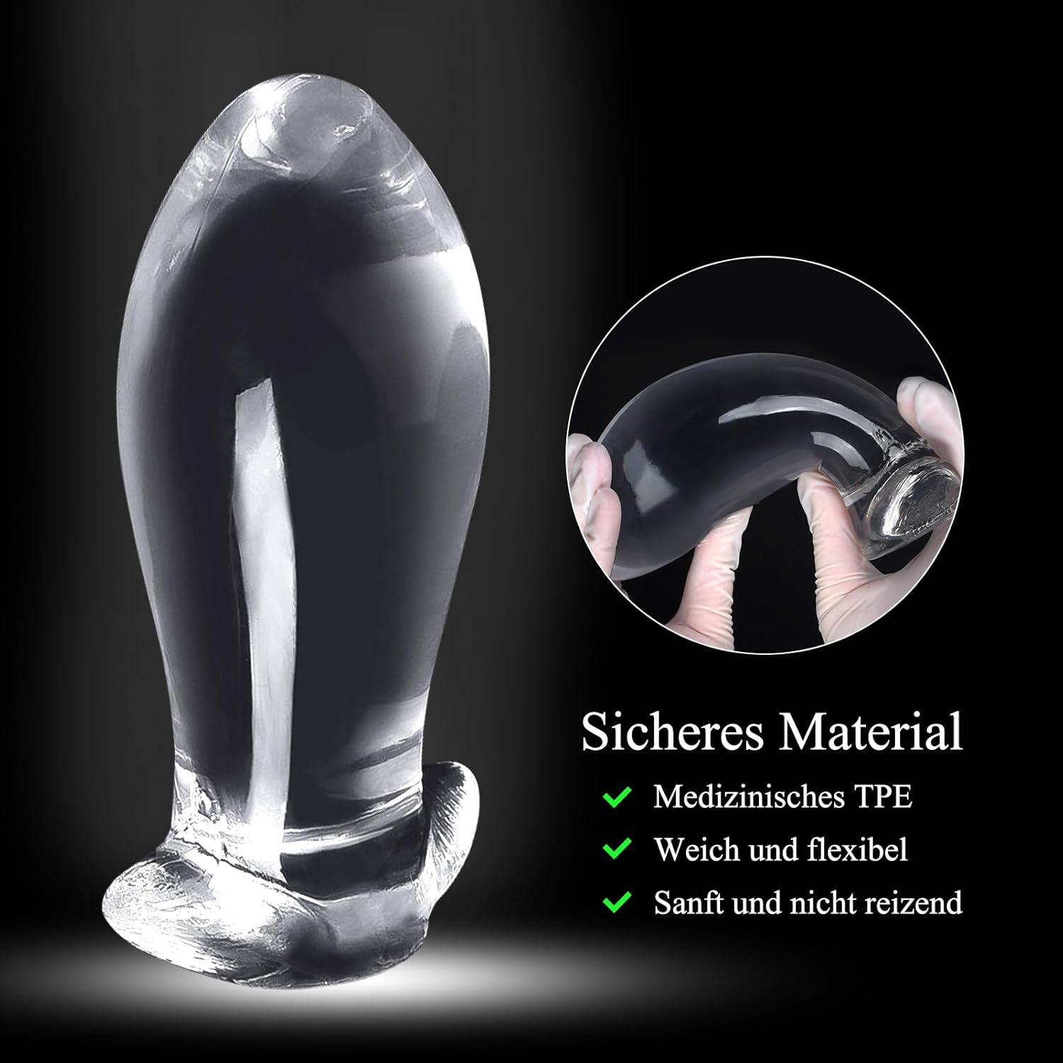 Analplug BDSMAGE für Frauen Männer Buttplug XXL transparent Kristallklar