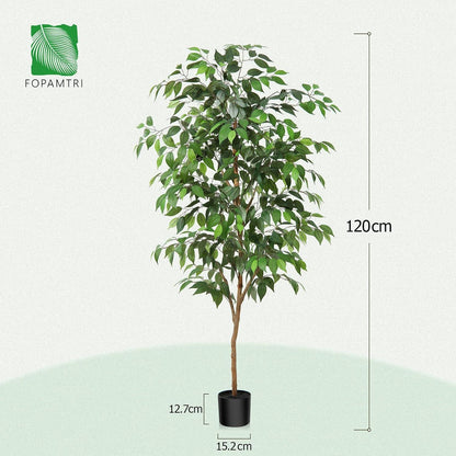 Kunstpflanze Ficus Benjamina 150cm Naturholzstamm Deko Balkon Büro