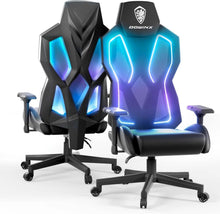 LED Gaming Stuhl mit 4D-Armlehnen und RGB - Schwarz
