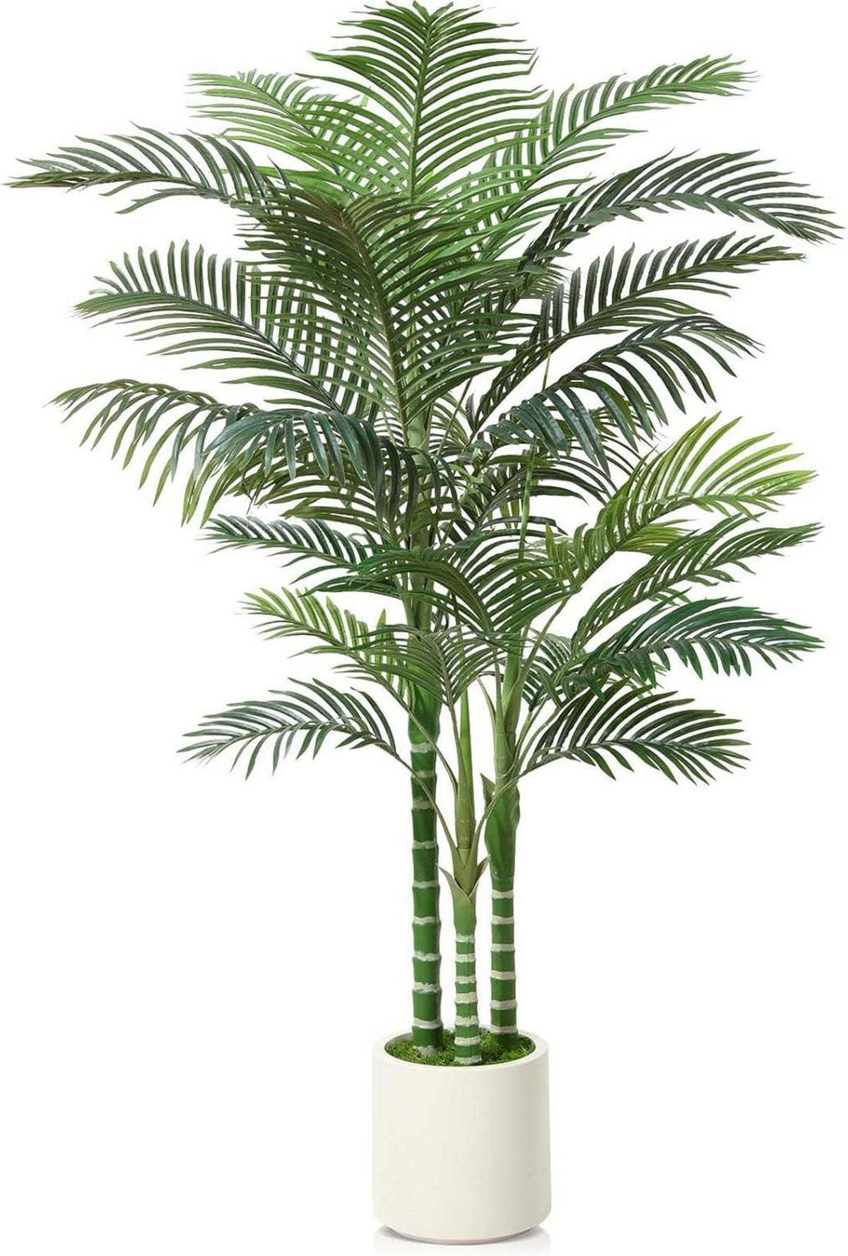 Künstliche Palme 180cm Areca Kunstpflanze Weiß Topf für Haus
