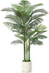 Künstliche Palme 180cm Areca Kunstpflanze Weiß Topf für Haus