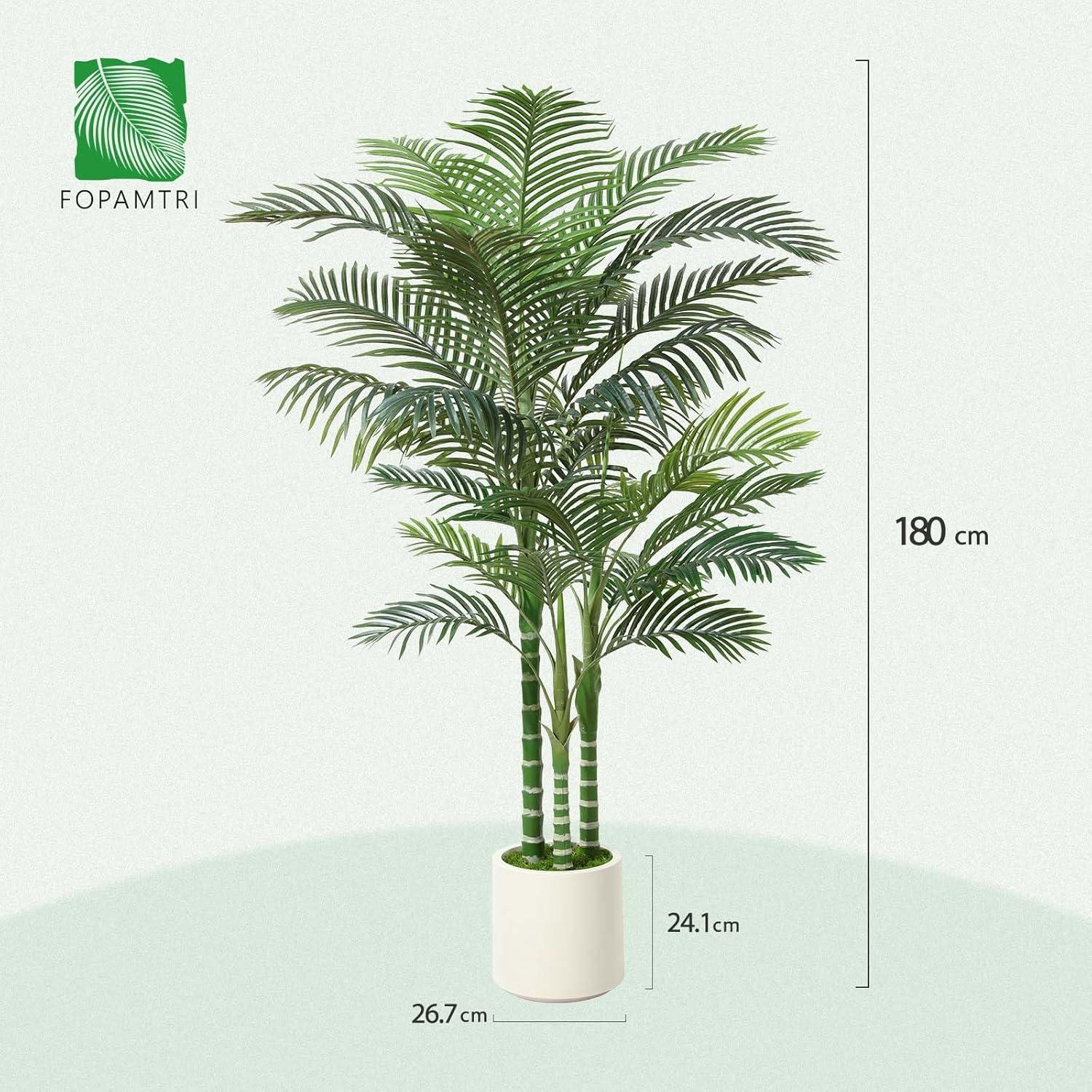 Künstliche Areca Palme 180cm weißer Topf, Wohnzimmer Deko Palme