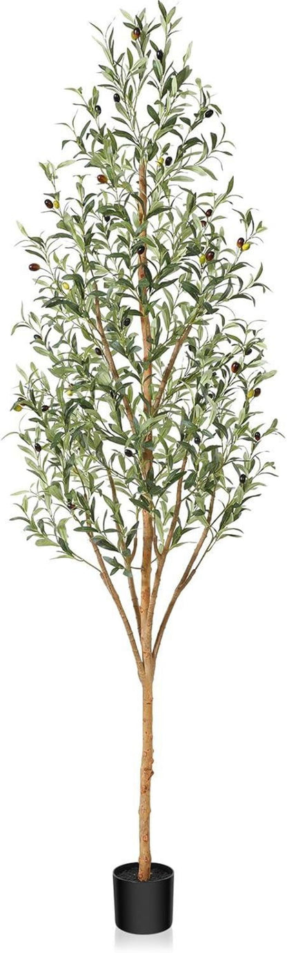 Künstlicher Olivenbaum 210cm Naturholzstamm Kunstpflanze Deko