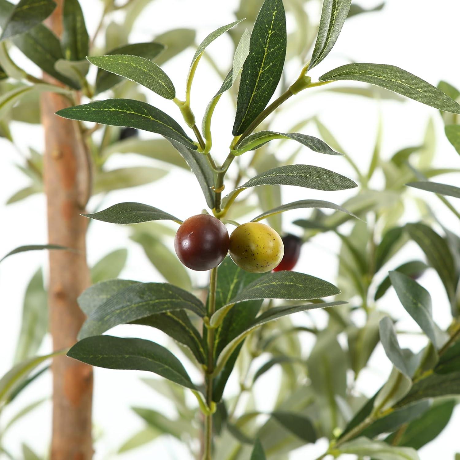 Künstlicher Olivenbaum 210cm Naturholzstamm Kunstpflanze Deko