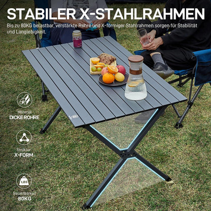 Alu Campingtisch 120x70cm Klapptisch 80kg belastbar Tragetasche