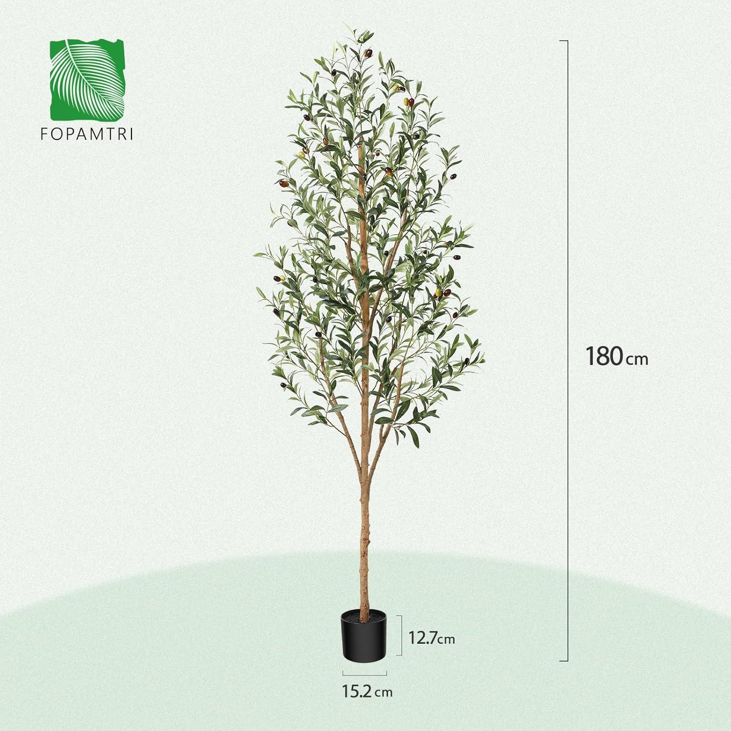 Künstlicher Olivenbaum 180cm | Realistische Kunstpflanze Groß mit