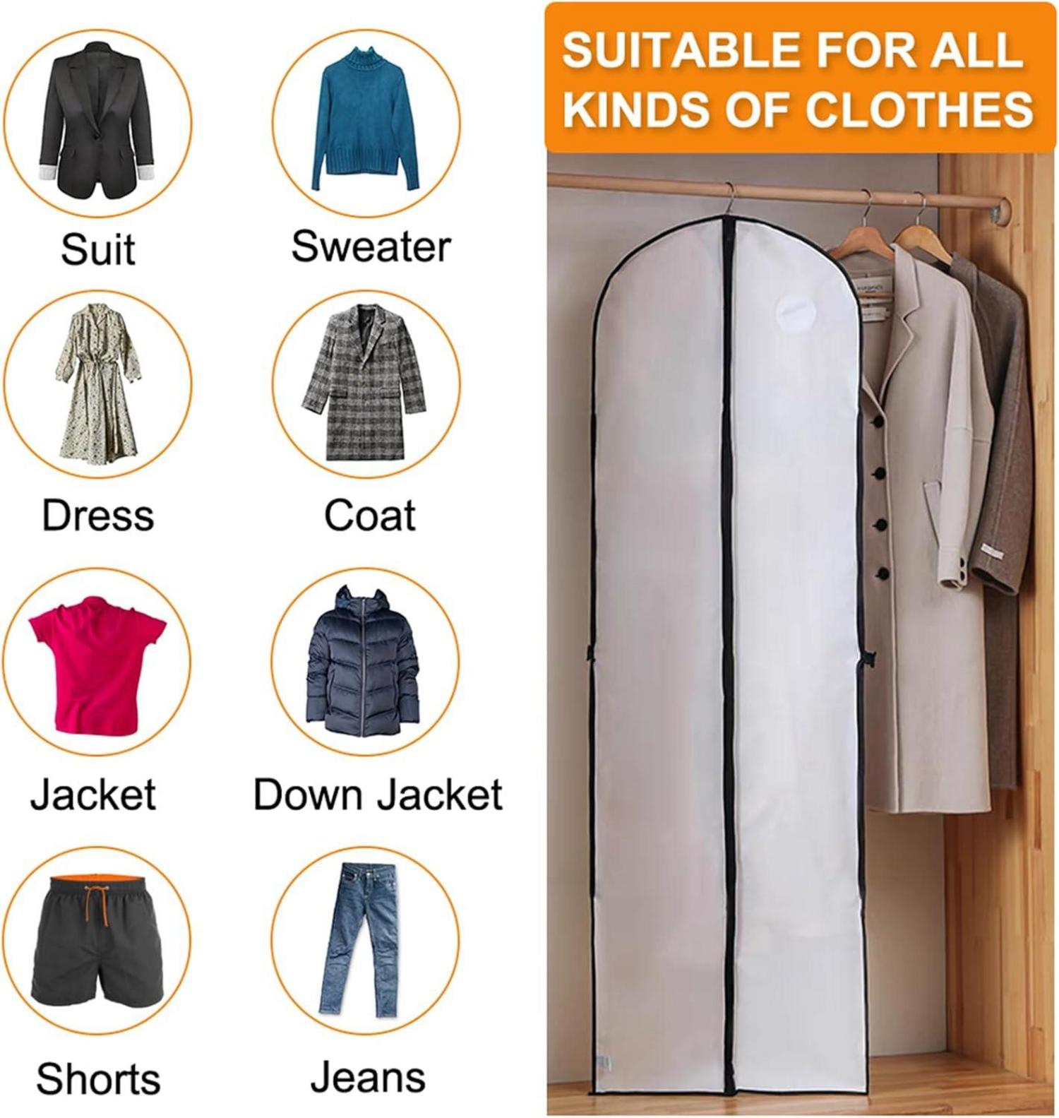 Kleidersack Lang 180x60cm Premium Kleiderschutzhülle Reißverschluss Anti-Staub Brautkleider Abendkleider