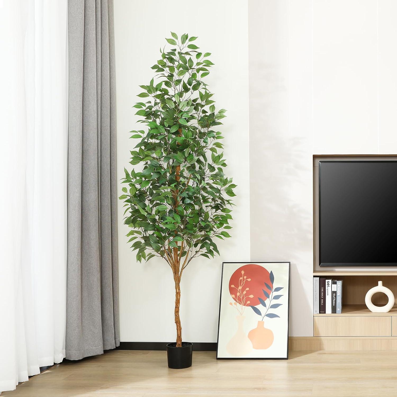 Künstliche Ficus Benjamina Baum 180cm Naturholzstamm Topf