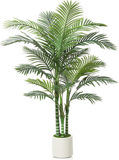Künstliche Palme 150cm Areca Kunstpflanze Weiß Topf Haus Wohnzimmer