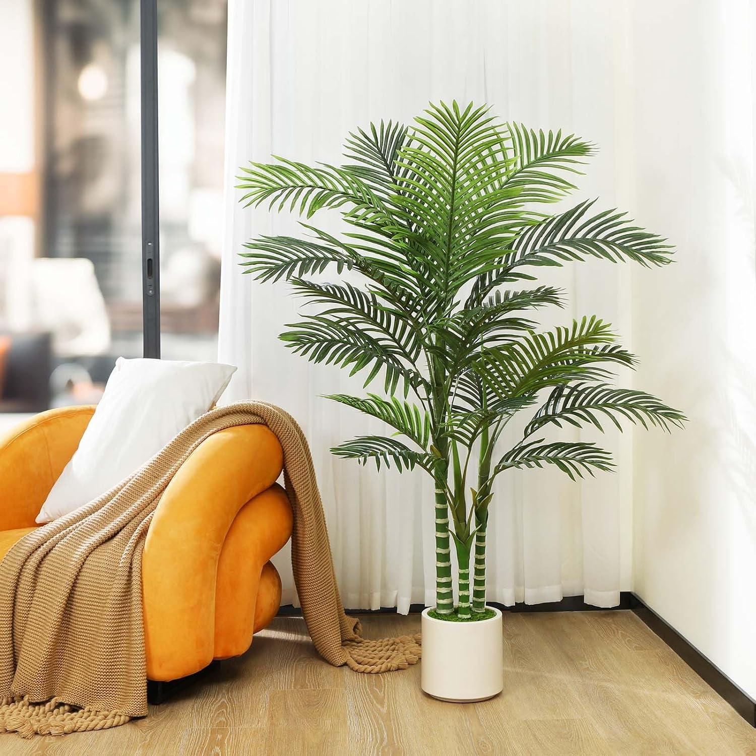 Fopamtri Künstliche Palme 150cm Groß Areca Kunstpflanze