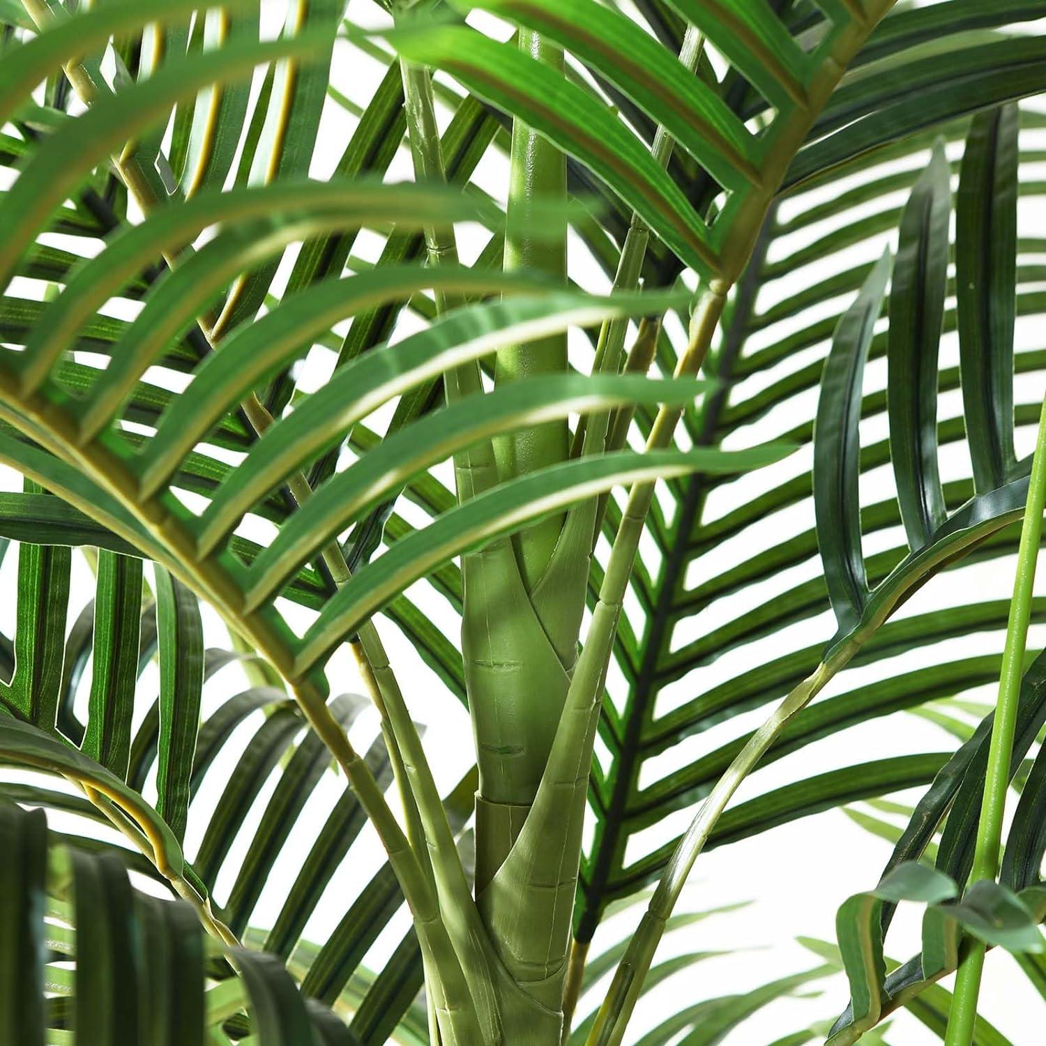 Künstliche Palme 150cm Areca Kunstpflanze Weiß Topf Haus Wohnzimmer