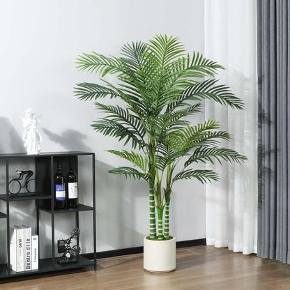 Künstliche Palme 150cm Areca Kunstpflanze Weiß Topf Wohnzimmer Büro
