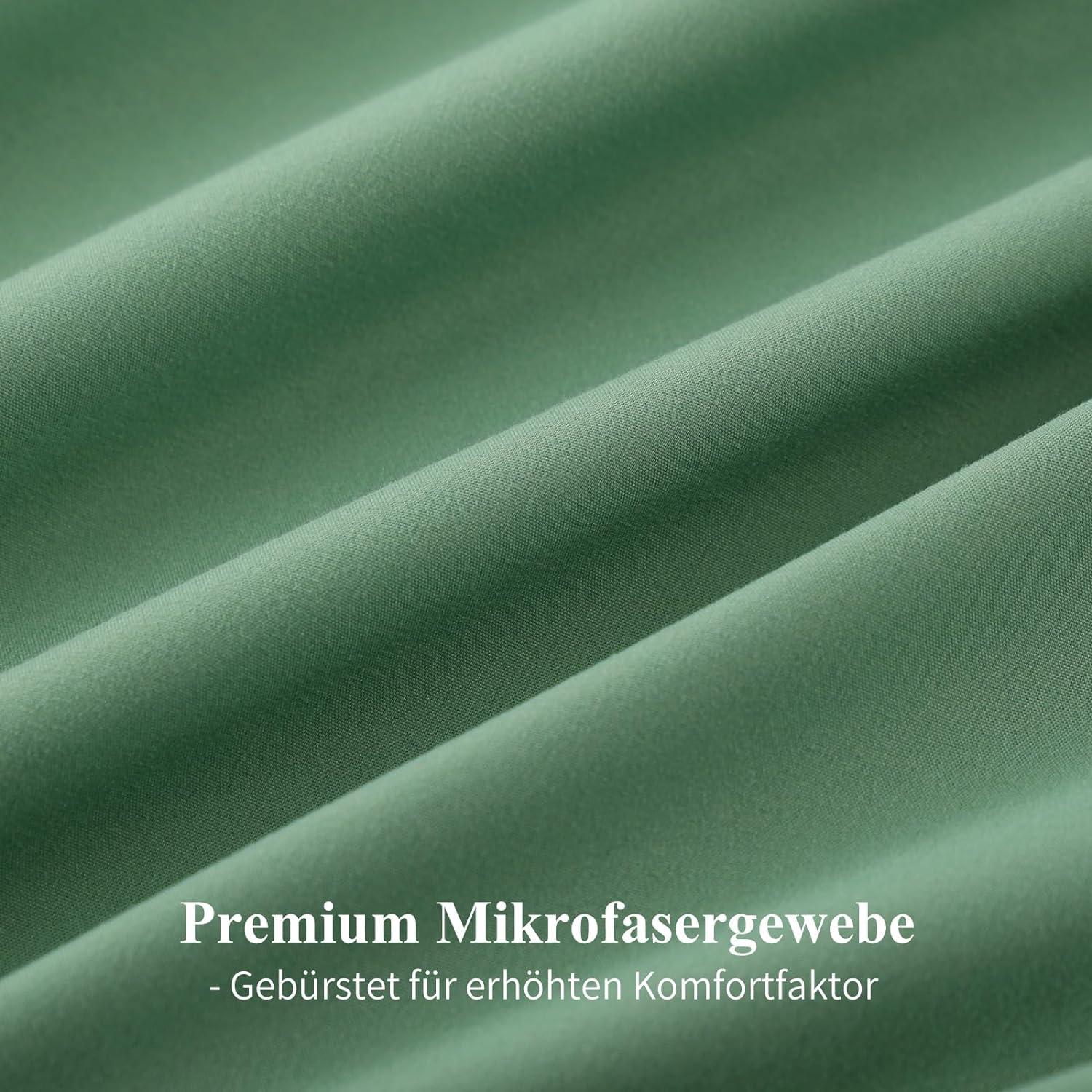 Wendebettwäsche 200x200 Grün/Weiß 3tlg mit Reißverschluss