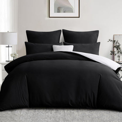 Bettwäsche 200x200 Weiß Schwarz Wendebettwäsche 3tlg