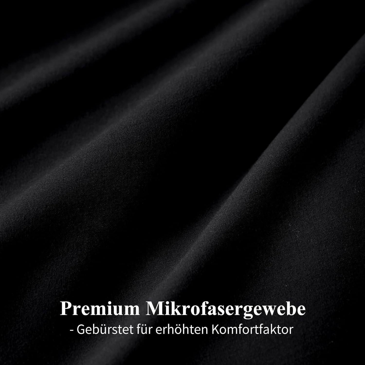 Schwarze Wendebettwäsche 135x200cm 4tlg mit Reißverschlüssen