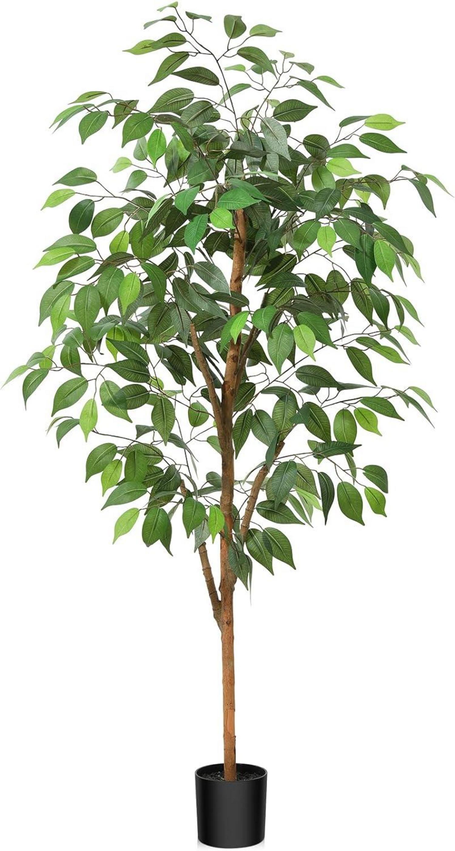 Künstliche Ficus Benjamina Pflanze 120cm Naturholzstamm im Topf