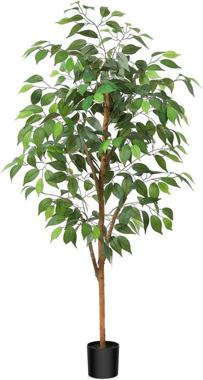 Künstliche Ficus Benjamina Pflanze 120cm Naturholzstamm im Topf