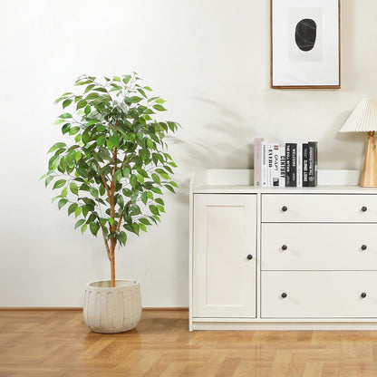 Fopamtri Künstliche Ficus Benjamina Pflanze 120cm mit