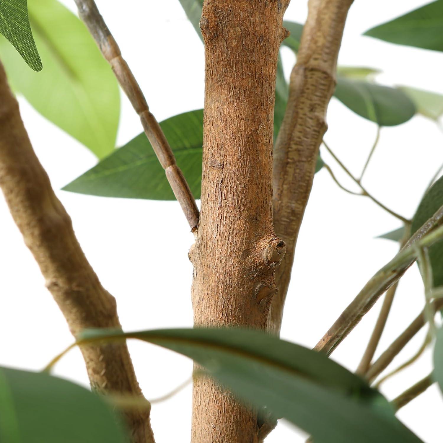 Künstliche Ficus Benjamina Kunstpflanze Groß 120cm Naturholzstamm