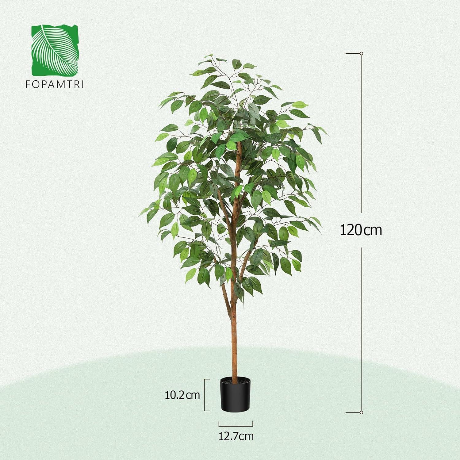 Künstliche Ficus Benjamina Pflanze 120cm Naturholzstamm im Topf