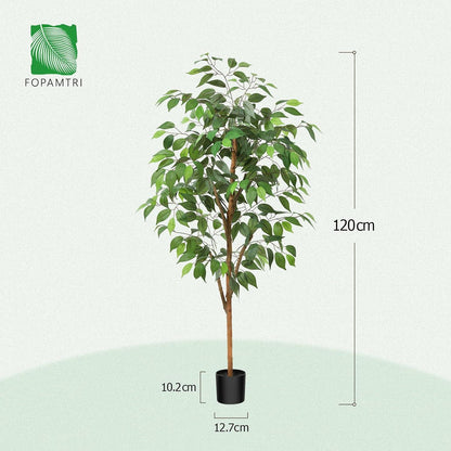 Künstliche Ficus Benjamina Pflanze 120cm Naturholzstamm im Topf