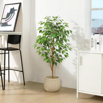 Künstlicher Ficus Baum 120cm Naturholzstamm Deko Zuhause Büro Balkon