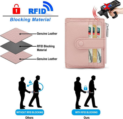 Echtes Leder Kreditkartenetui RFID Damen Herren Geldbörse Münzfach Rosa