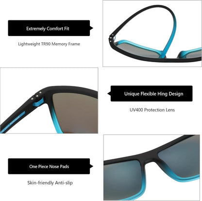 Herren Sonnenbrille Schwarz Polarisiert UV400 Schutz TR90 Rahmen