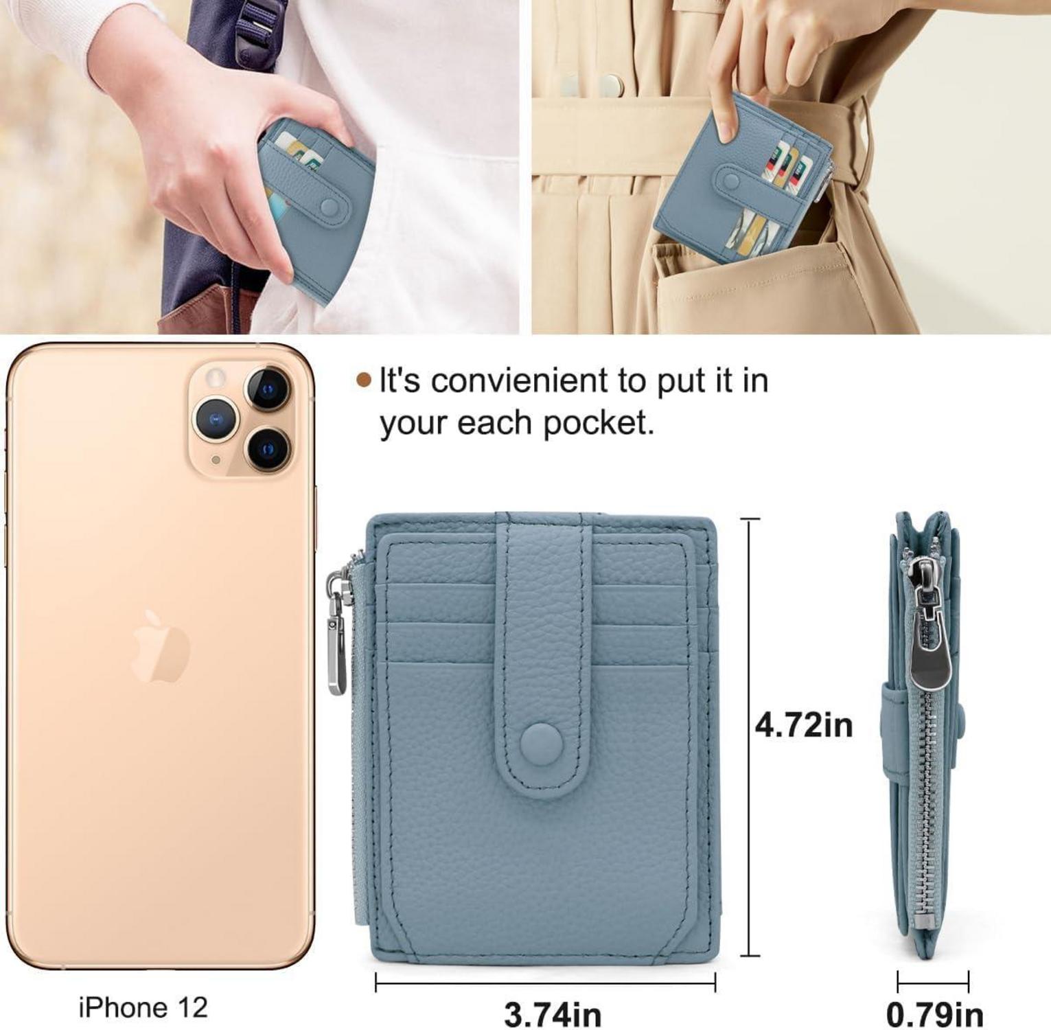 Echtes Leder RFID Geldbörse Kreditkartenetui Münzfach Slim Wallet Hellblau