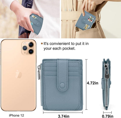 Echtes Leder RFID Geldbörse Kreditkartenetui Münzfach Slim Wallet Hellblau