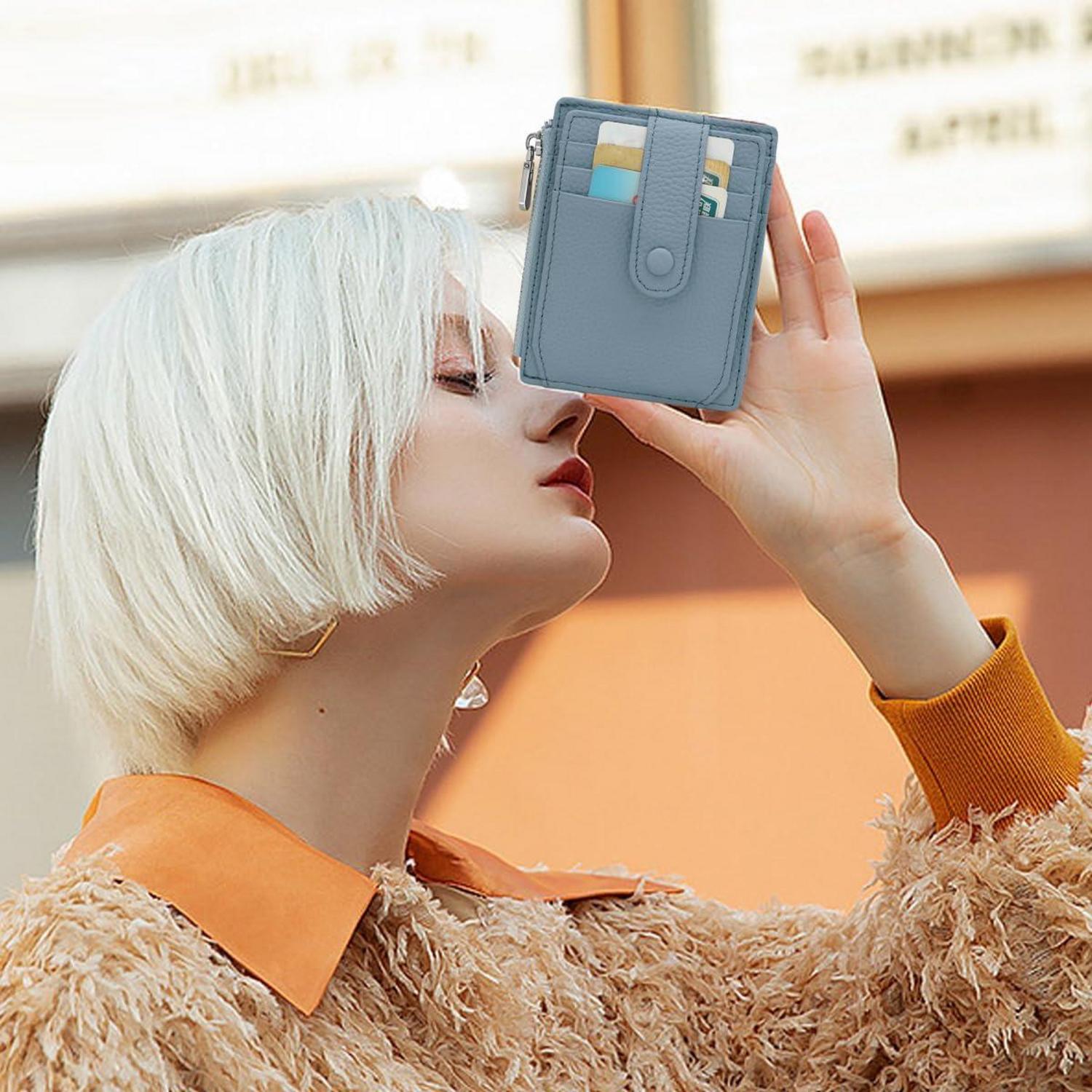 Kartenetui RFID Schutz Echtes Leder Damen Herren Geldbörse Mini