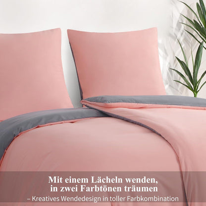 Bettwäsche 4tlg Wendebettwäsche Mikrofaser Reißverschluss 135x200