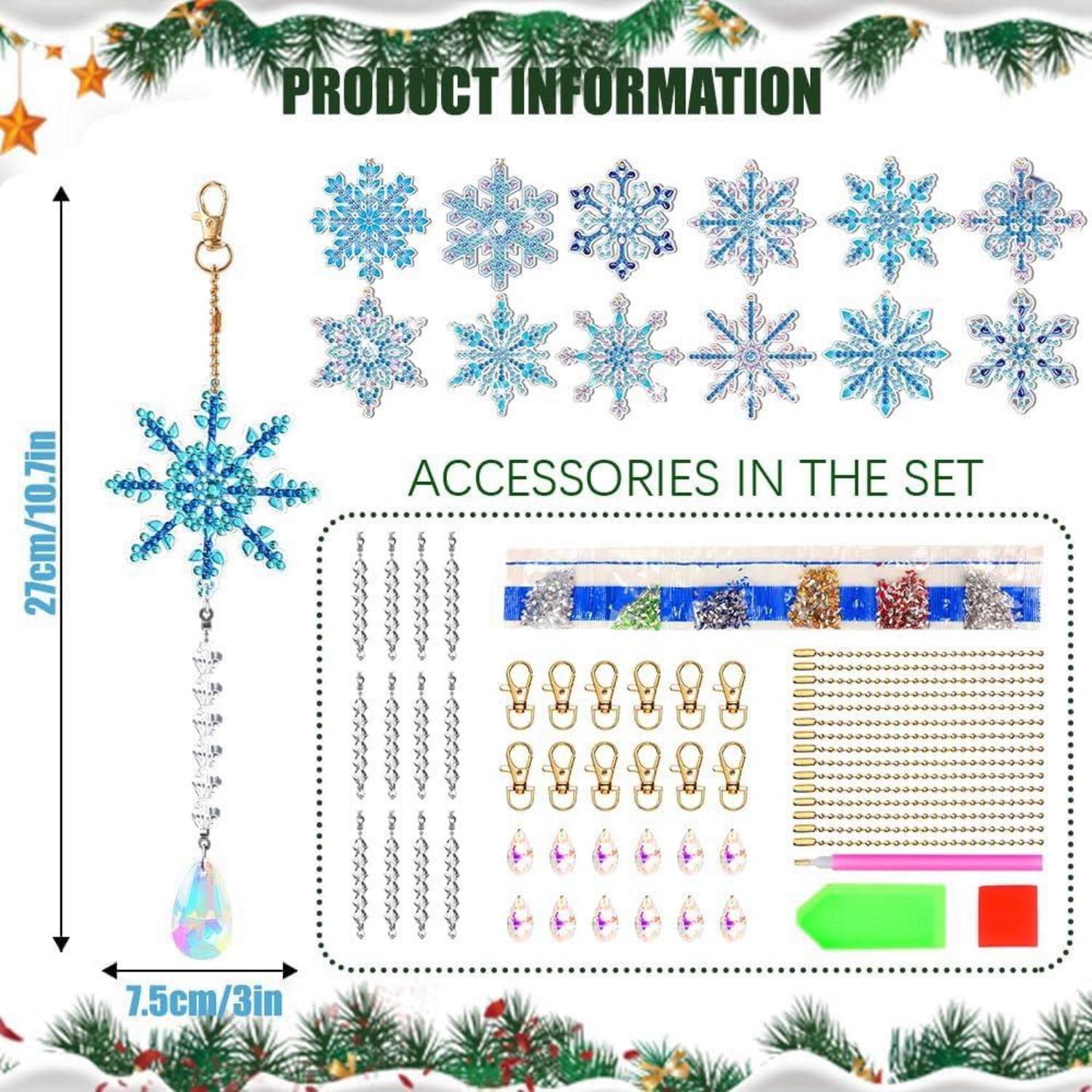 DIY Weihnachten Diamant Painting Schneeflocken Anhänger Set