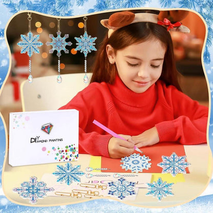 12-er Set Weihnachten Diamant Painting Anhänger Schneeflocken DIY Blau