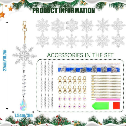 12er Set Weihnachts Diamant Malerei Anhänger Schneeflocken