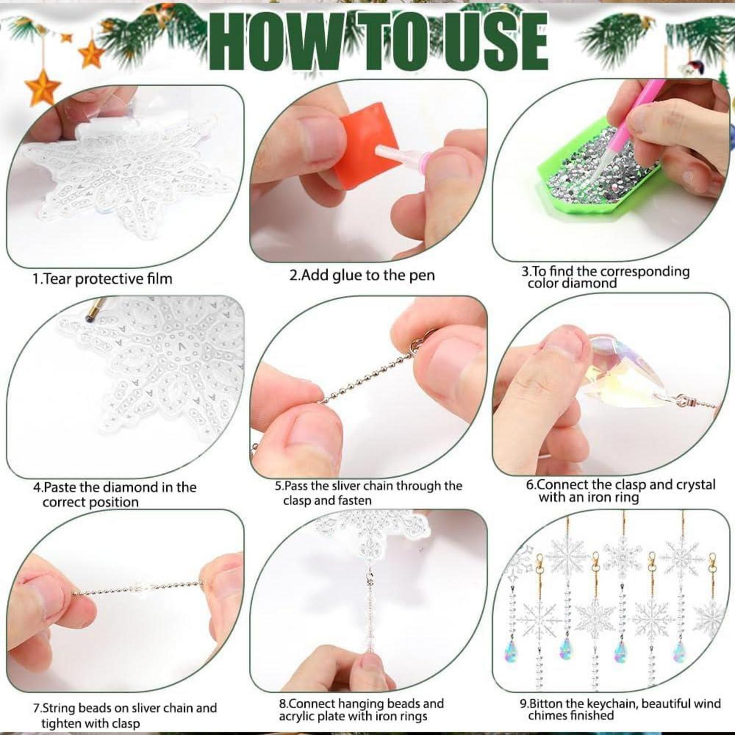 5D Diamond Painting Weihnachten Schneeflocken Anhänger-Set