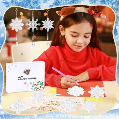 12er Set Diamant Painting Weihnachten Schneeflocken Schlüsselanhänger DIY White