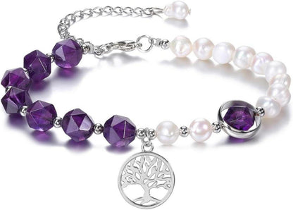 Amethyst Armband Lebensbaum Perlen Yoga Edelstein Energietherapie