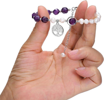 Amethyst Armband Lebensbaum Perlen Yoga Edelstein Energietherapie