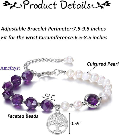 Amethyst Perlenarmband Lebensbaum Yoga Chakra Armband Damen Herren