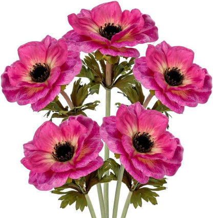 Künstliche Anemonen Kunstblumen Set 5-teilig Rosa 53cm