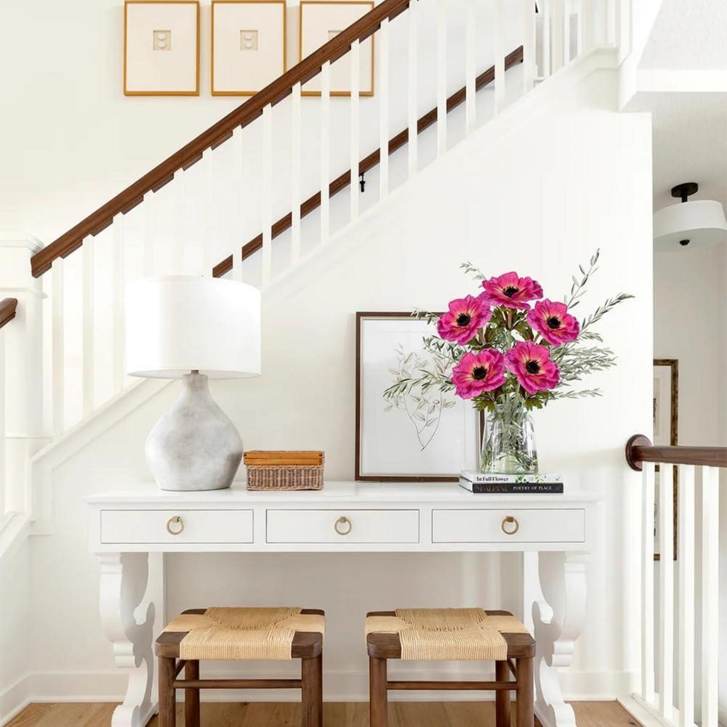 Künstliche Anemonen Kunstblumen Set 5-teilig Rosa 53cm