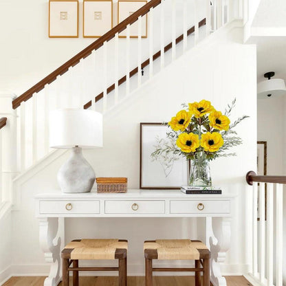 Künstliche Anemonen Gelbe Kunstblumen 5er Set 53cm, Dekoblumen