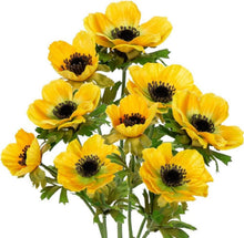 Künstliche Anemonen Gelbe Kunstblumen Set 3-teilig 55 cm