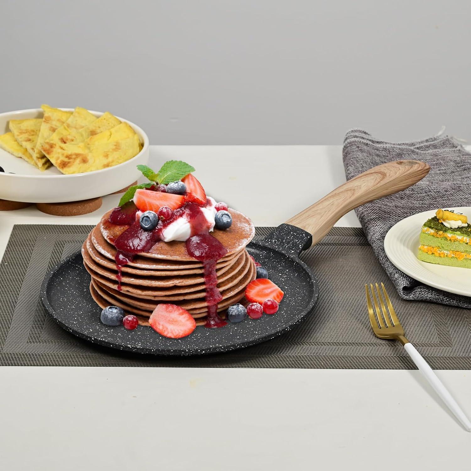 JEETEE Crepe Pfanne 24cm Granit Antihaft Induktion Pfanne PFOA Frei
