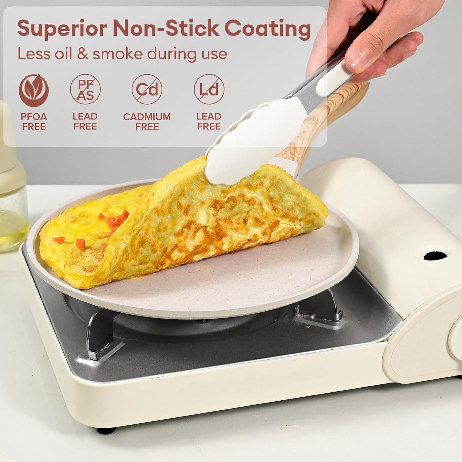 Jeetee Crepe Pfanne 24cm mit Granit-Antihaftbeschichtung, Bakelitegriff, für alle Herdarten