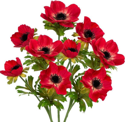 Künstliche Anemonen Dekoblumen 3er Set Rot 55 cm