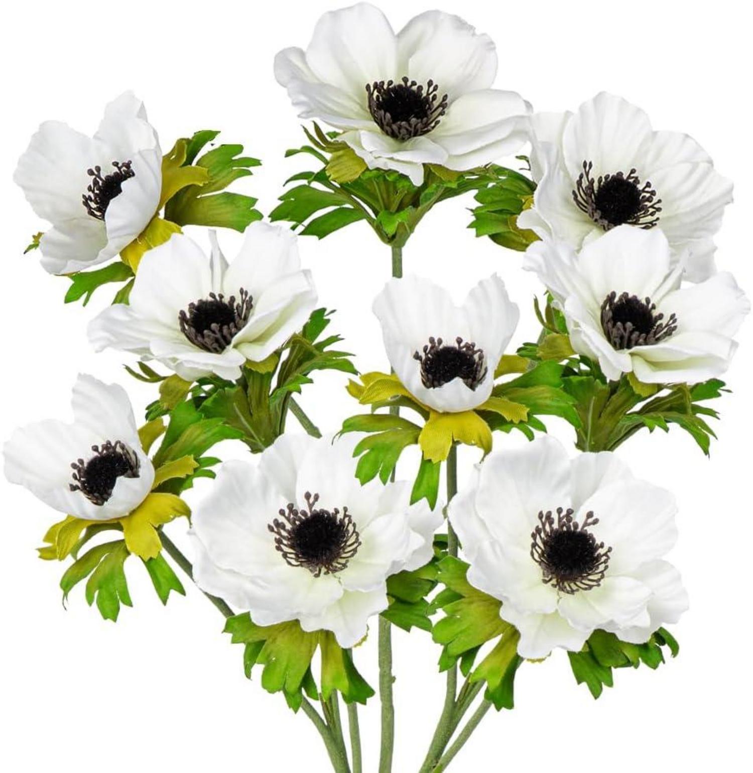Künstliche Anemonen 3er Set Weiß 55 cm Dekoblumen